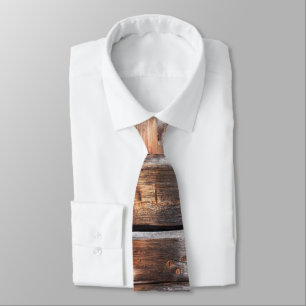 Rustic Wood + Initials Groomsmen Gift Neck Tie