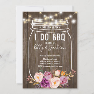 rustic wood, jar, i do bbq party invitation