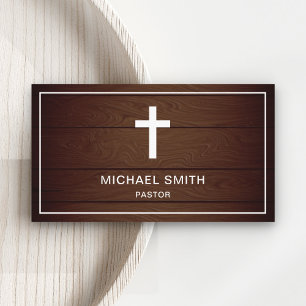 Rustic Wood Jesus Christ Cross Pastor Business Card