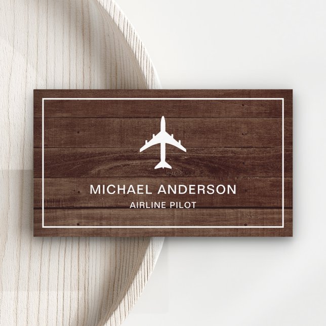 Rustic Wood Jet Aircraft Aeroplane Airline Pilot Business Card (Creator Uploaded)
