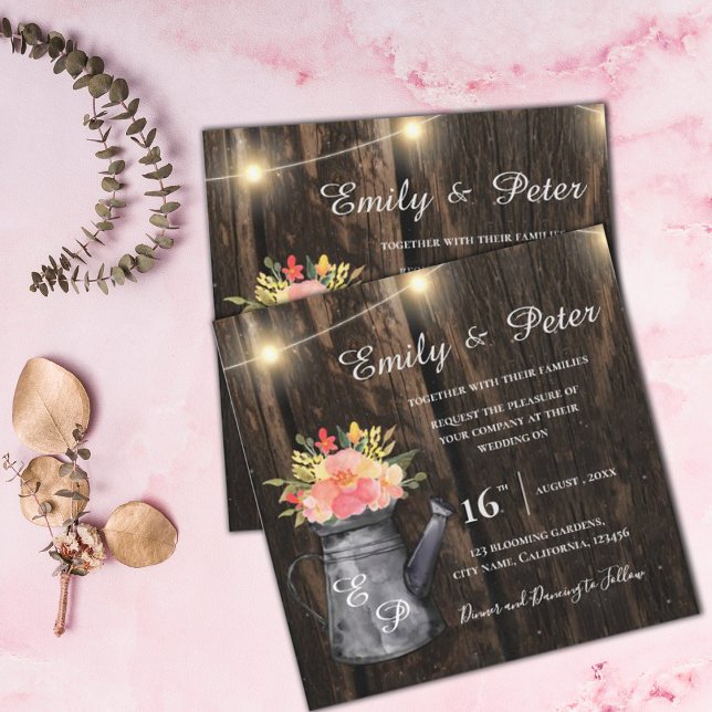 Rustic Wood Jug Orange Watercolor Floral Wedding (Creator Uploaded)