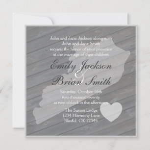 Rustic wood Kentucky grey wedding invitations