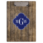 Rustic Wood L Planks #1 Navy Quatrefoil 3 M'gram
