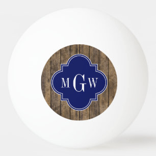 Rustic Wood L Planks #1 Navy Quatrefoil 3 M'gram Ping Pong Ball
