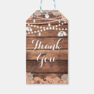 Rustic Wood Lace Peach Roses Elegant Favour Gift Tags