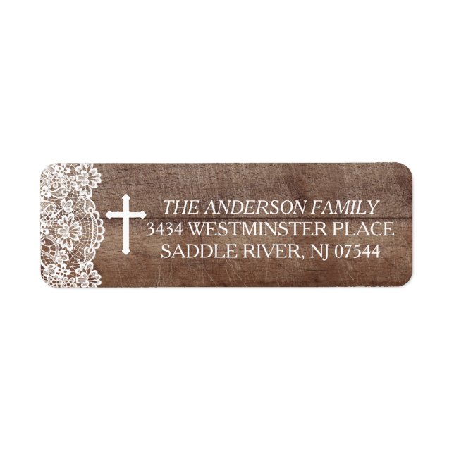 Rustic Wood Lace Return Address Label (Front)