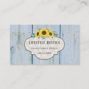 Rustic Wood Lace Shabby Grunge Sunflower  Business Card