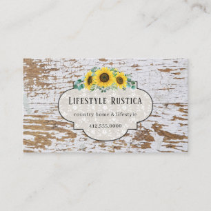 Rustic Wood Lace Shabby Grunge Sunflower  Business Card