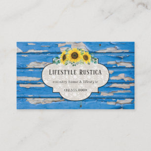 Rustic Wood Lace Shabby Grunge Sunflower  Business Card