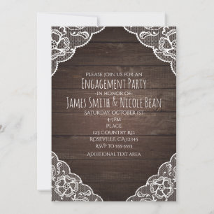Rustic Wood & Lace Simple Elegant Invitation