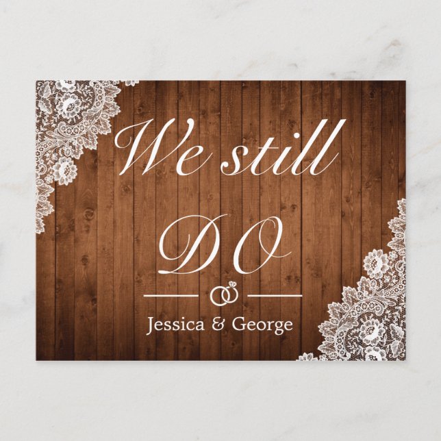 Rustic Wood & Lace Still Do Anniversary Invitation (Front)