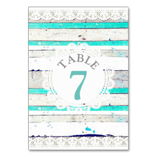 Rustic Wood & Lace Wedding Table Number Card