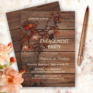 Rustic Wood Lanterns Engagement Party Invitation