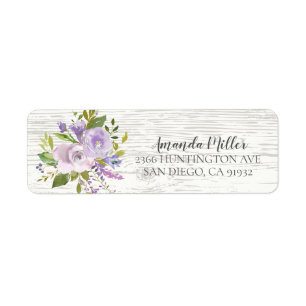 Rustic Wood Lavender Floral Return address Label
