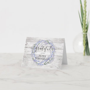Rustic Wood Lavender Wreath Baby Shower Thank You Card