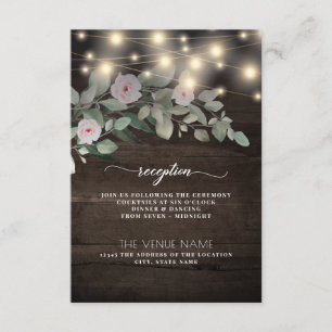 Rustic Wood Lights Elegant Boho Greenery Reception Enclosure Card