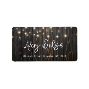 Rustic Wood Lights Large Return Address Label