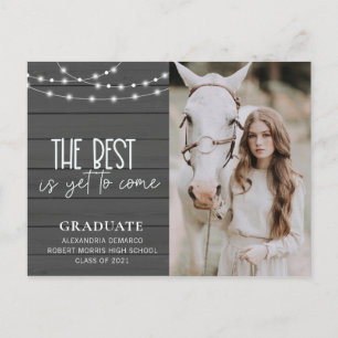 Rustic Wood Lights  Photo Graduation Announcement  Postcard