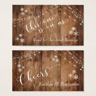 Rustic Wood, Lights & Snowflakes Drink Tickets