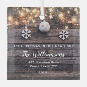 Rustic Wood Lights Stars Housewarming New Address  Glass Tree Decoration