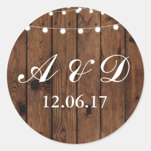 Rustic Wood Lights Stickers Label String Elegant