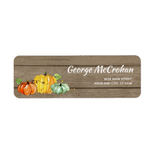 Rustic Wood Little Pumpkin Halloween Address Return Address Label