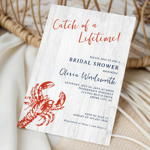 Rustic Wood Lobster Coastal Bridal Shower Invitation