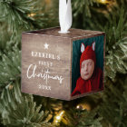 Rustic Wood Look Baby's First Christmas Photo 