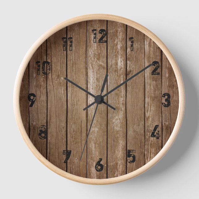 Rustic Wood Look Planks Large Clock (Front)