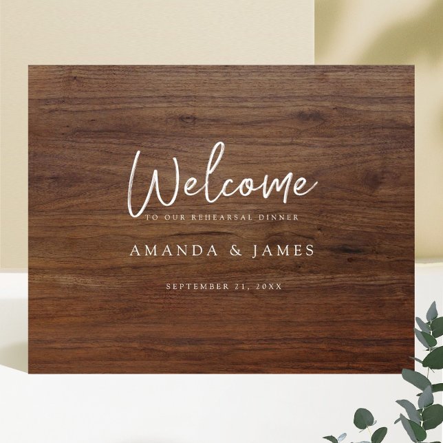 Rustic Wood Look Wedding Rehearsal Dinner Welcome Poster (Creator Uploaded)
