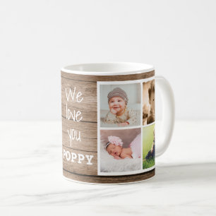 Rustic Wood Love You Poppy 8 Photo Collage Coffee Mug