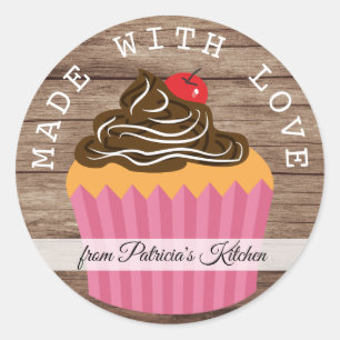 Rustic Wood Made With love From The Kitchen Of Classic Round Sticker