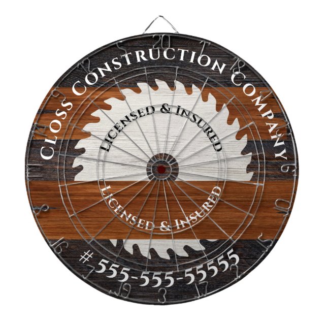 Rustic Wood Marketing Construction Carpenter  Dartboard (Front)