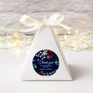 Rustic Wood Marsala & Navy Blue Flowers  Classic Round Sticker