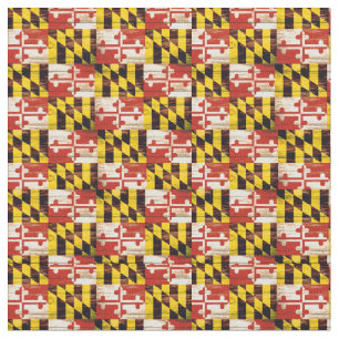 Rustic wood Maryland flag fabric yard