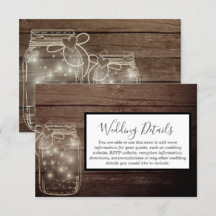 Rustic Wood Mason Jar Country Reception Invitation