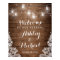 Rustic Wood Mason Jar Lights Lace Wedding Sign