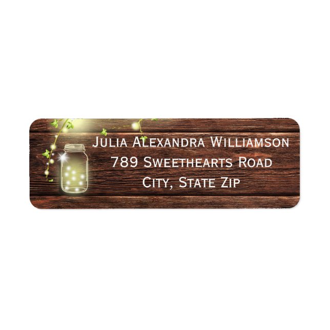 Rustic Wood Mason String Lights Return Address Label (Front)