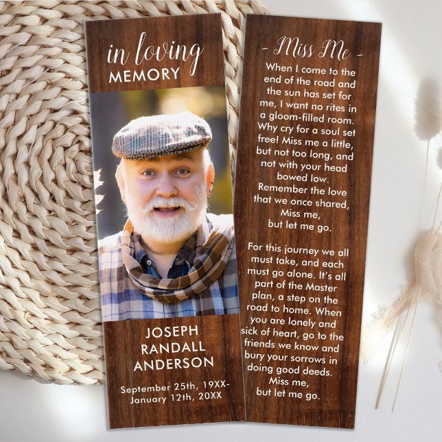 Rustic Wood Memorial Prayer Card Funeral Bookmark (Creator Uploaded)