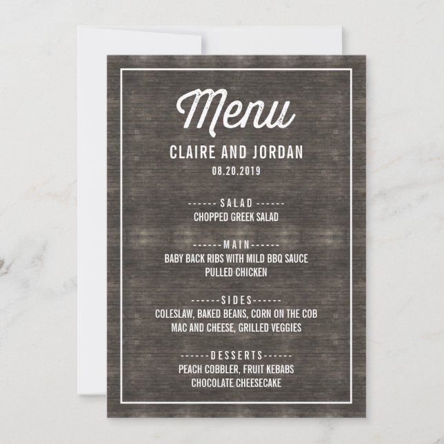 Rustic Wood Menu Card RWC (Front)