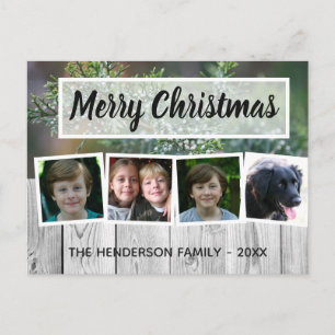 Rustic Wood Merry Christmas Family Photo Card