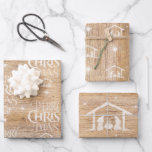 Rustic Wood Merry CHRISTmas Nativity Christian Whi Wrapping Paper Sheet<br><div class="desc">We say 'Merry Christmas' but often we forget the origin of the words. This original hand lettering uses its unique design to tell the story simply and elegantly. Show your CHRISTmas spirit and share your faith with others. This design also comes in the black chalkboard on this wood and it's...</div>