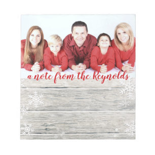 Rustic Wood Merry Christmas Photo - Notepad