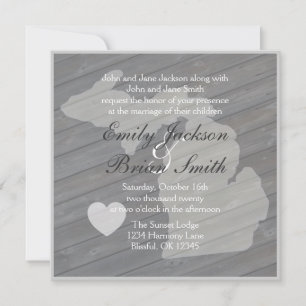 Rustic wood Michigan grey wedding invitations