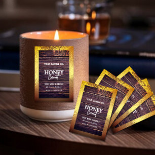 Rustic wood minimalist Foil border Candle label