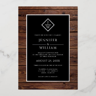 Rustic Wood Minimalist Formal Classic Initial Boho