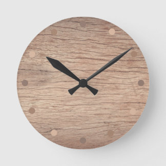 Rustic Wood Modern Round Clock