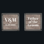 Rustic Wood Monogram Wedding Father of the Groom Gunmetal Finish Cufflinks<br><div class="desc">These classy wood pattern cufflinks will be the perfect addition to your formal wear attire. The dark wood adds a chic rustic touch to your suit and the custom text will make it feel personal as well as stylish. These trendy cufflinks are a perfect groomsmen gift for those important gentlemen...</div>