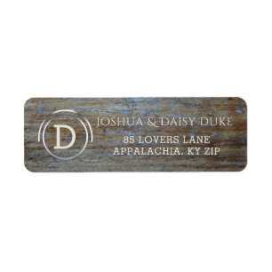 Rustic Wood Monogrammed Country Wedding Labels