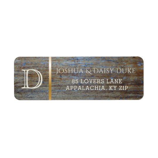 Rustic Wood Monogrammed | Country Wedding Theme Return Address Label
